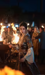 a woman dressed in ancient korean costume