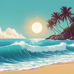 a beach that has waves and some trees on it