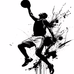 a man is playing basketball in the air