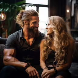 two people that are sitting next to each other,two attractive young people sitting together in a lobby