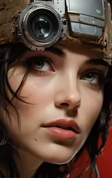 the woman is wearing a camera on her head