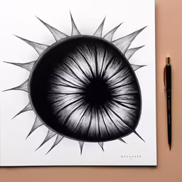 drawing a black and white image of a sun