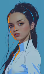 a digital painting of a girl with long hair
