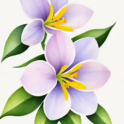 two lila colored flowers are next to one another