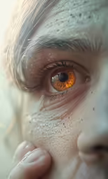 a man has his hand on his face while looking at the camera
