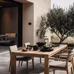 outdoor furniture and table on patio area