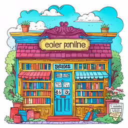 an illustration of an eco store with a sign that reads coller painted