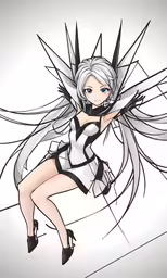 an anime style drawing of an anime character with wings on