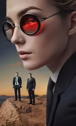two business people standing on top of a mountain