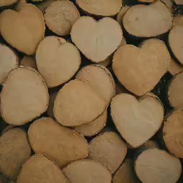 a pile of cut heart shaped biscuits, top view