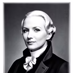 a black and white photo of a woman with blond hair