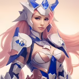 a woman dressed in armor posing for a picture