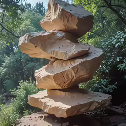 there are four rocks stacked on top of each other