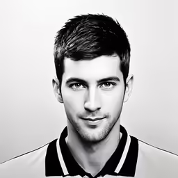 black and white image of a young man