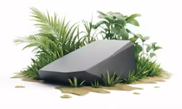 an object sitting in the sand near some bushes