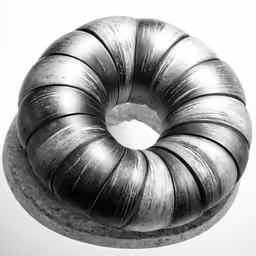 a double donut sitting on top of a cement block