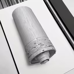 the cylindrical cylinder is in the white surface
