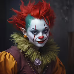 this is an image of a clown with red hair