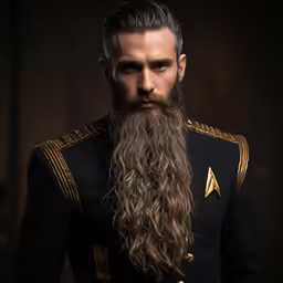 a man with long, thick hair wearing a uniform