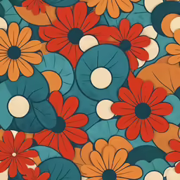 an old blue orange and white flower pattern