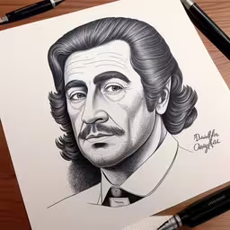 a drawing of mark twain that was done on paper,a drawing of shakespeare hamlet hamlet