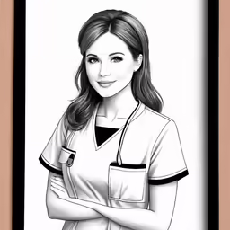 a caricature style image of the tv star and nurse in white