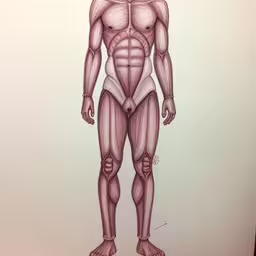 an image of a mans muscular legs and torso,a drawing of the lower body and chest