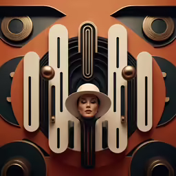 a very weird looking art work of a lady in a hat