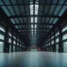 a empty warehouse with several floors, lots of windows, and no doors