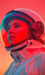 a female with a helmet standing outside