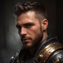 a man with a beard and suit of armor