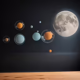 an image of solar system wall art on a wall