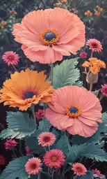 some very pretty flowers by some big pretty plants
