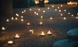 a path with many candles lit on it