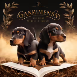 two little dogs that are sitting on top of a book
