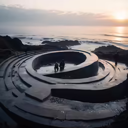 some people stand in the center of some water
