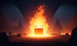 a fire pit that is lit up in the dark