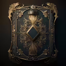 there is a golden and blue shield that has the crown on it