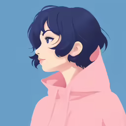 a woman in a pink hoodie looking away