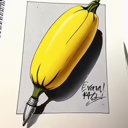 an image of a banana on top of a spiral notebook