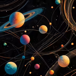 an image of a bunch of planets with rings