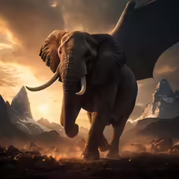 a large elephant standing on top of a rocky hillside