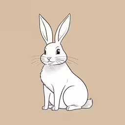 a drawing of a white bunny rabbit sitting