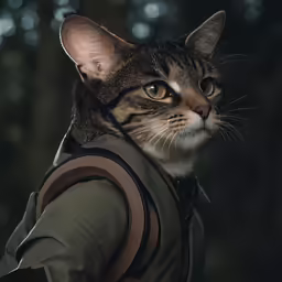 a close up of a cat with a jacket on