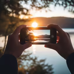 someone holding their phone up to take a picture with their cell phone