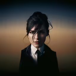 the woman is dressed in business attire posing
