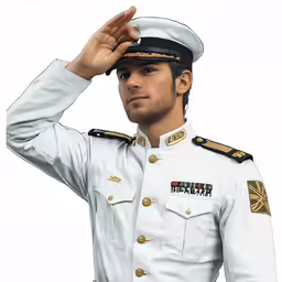 an officer saluting his attention with his hat raised