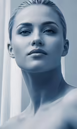 a woman with bare chest posing for a picture