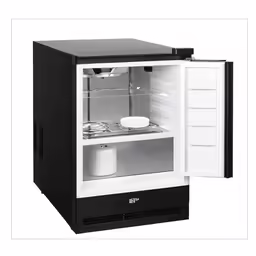 an open refrigerator that is on display for sale
