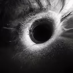 the eye of someone in this black and white photo